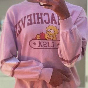 The Simpsons Lisa Overachiever Pink Vintage 90s Sweatshirt Pullover